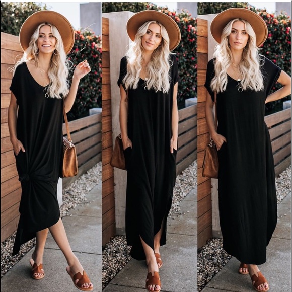 Oversized Loose Fit Maxi Double Slit Pockets Comfy - Picture 3 of 8
